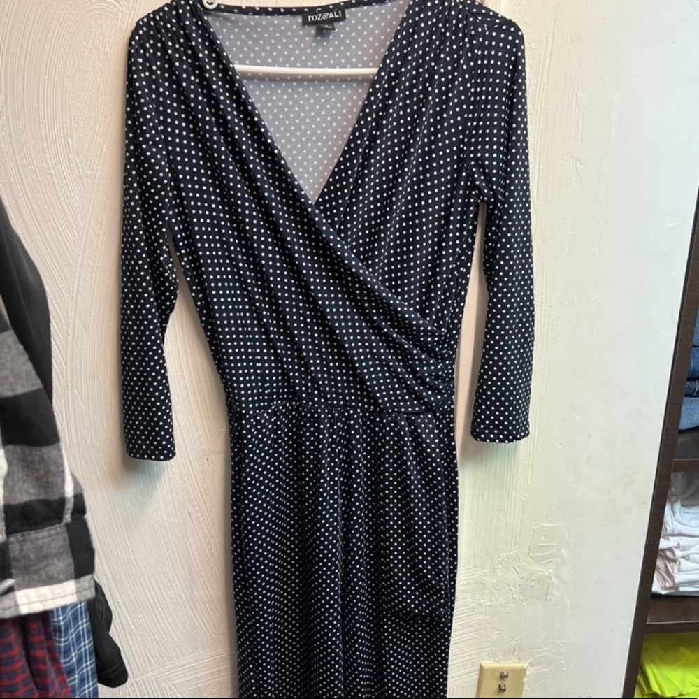 Roz & Ali blue with white polka dot romper/jumper